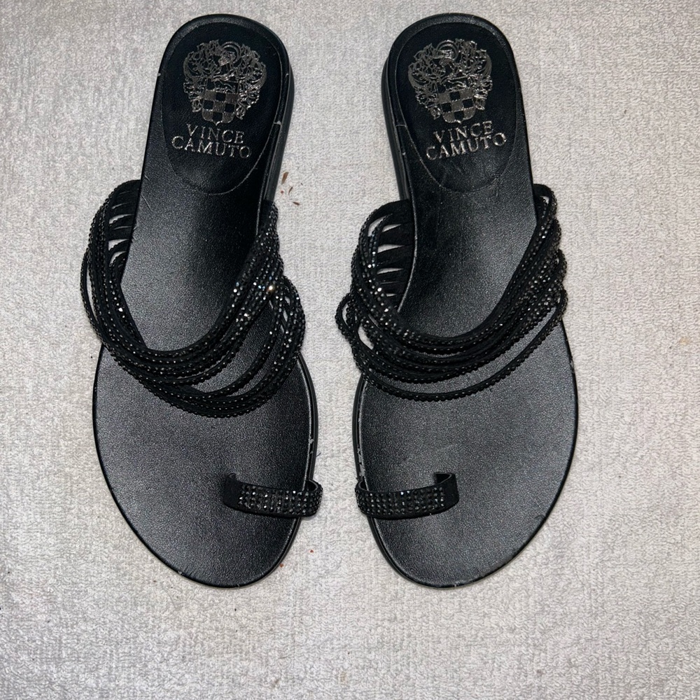Vince Camuto Women's Black Rhinestone Size 5 1/2 Slip-on
Sandals